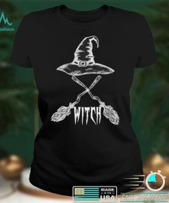 Witch Broom Hat Witchcraft Halloween Magic Girls Scary Shirt
