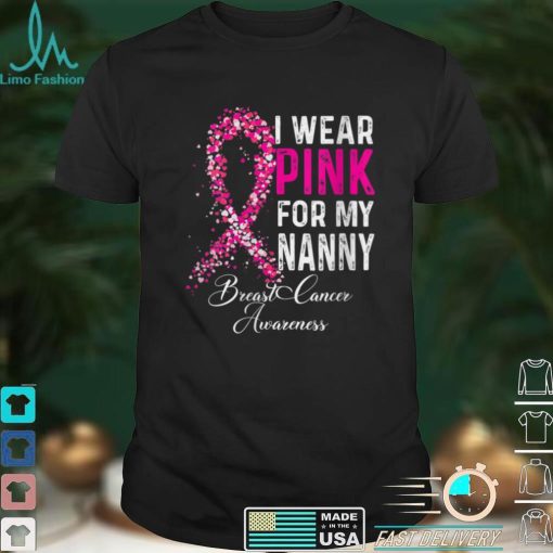 Womens I Wear Pink For My Nanny Breast Cancer Awareness Survivor V Neck T Shirt