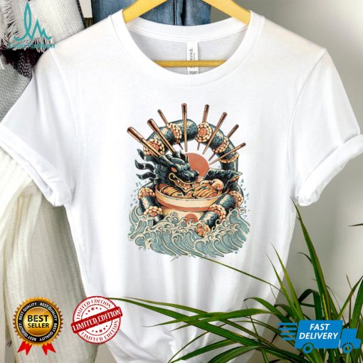 Womens Ramen Sushi Dragon Japanese Food Kawaii Nigiri Anime Sushi V Neck T Shirt