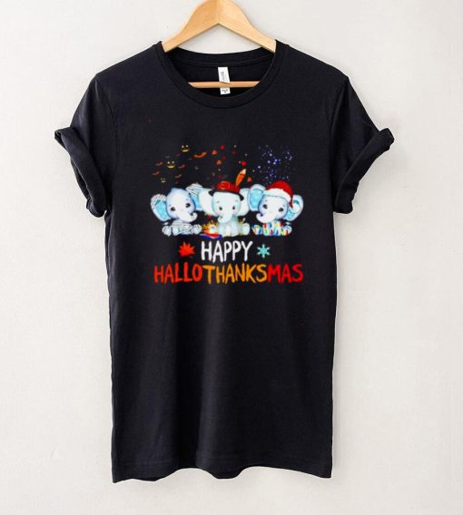 elephant happy Hallothanksmas Halloween Thanksgiving Xmas shirt