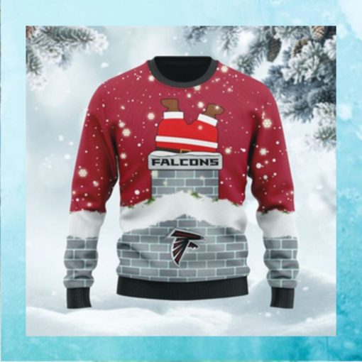 Atlanta Falcons NFL Football Team Logo Symbol Santa Claus Custom Name Personalized 3D Ugly Christmas Sweater Shirt For Men And Women On Xmas Days