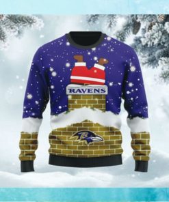 Baltimore Ravens NFL Football Team Logo Symbol Santa Claus Custom Name Personalized 3D Ugly Christmas Sweater Shirt For Men And Women On Xmas Days