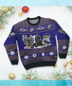 Baltimore RavensI Star Wars Ugly Christmas Sweater Sweatshirt Holiday Party 2021 Plus Size For Men Women Darth Vader Boba Fett Stormtrooper