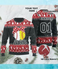 Busy Raising Ballers Baseball And Softball Custom Name And Number Ugly Christmas Sweater For Baseball And Softball Lovers On Christmas Days And In Daily Life 0291 T2LTB004