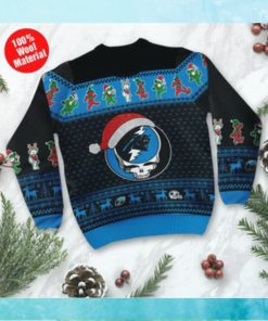 Carolina Panthers Grateful Dead SKull And Bears Custom Name Ugly Sweater NFL Football Christmas Shirt