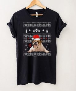 Christmas English Bulldog In Santa Hat Xmas Ugly Sweater T Shirt