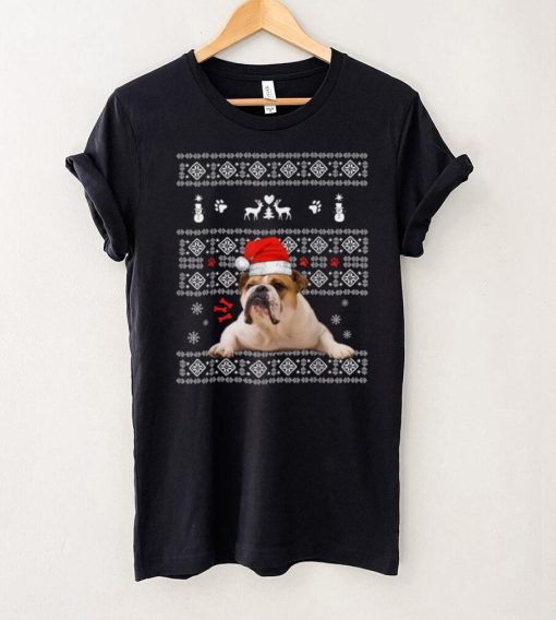 Christmas English Bulldog In Santa Hat Xmas Ugly Sweater T Shirt