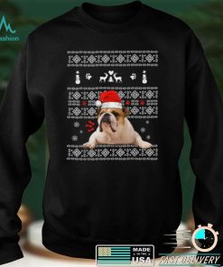 Christmas English Bulldog In Santa Hat Xmas Ugly Sweater T Shirt