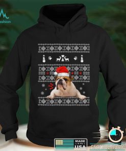 Christmas English Bulldog In Santa Hat Xmas Ugly Sweater T Shirt