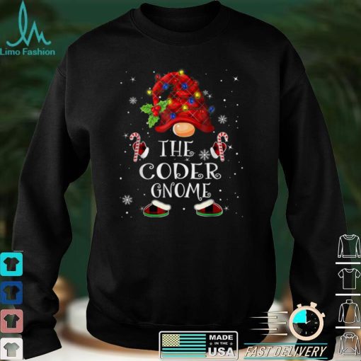 Coder Gnome Buffalo Plaid Christmas Tree Light T Shirt