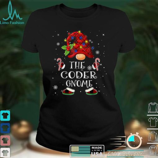Coder Gnome Buffalo Plaid Christmas Tree Light T Shirt