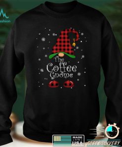 Coffee Gnome Buffalo Plaid Matching Family Christmas T Shirt 1