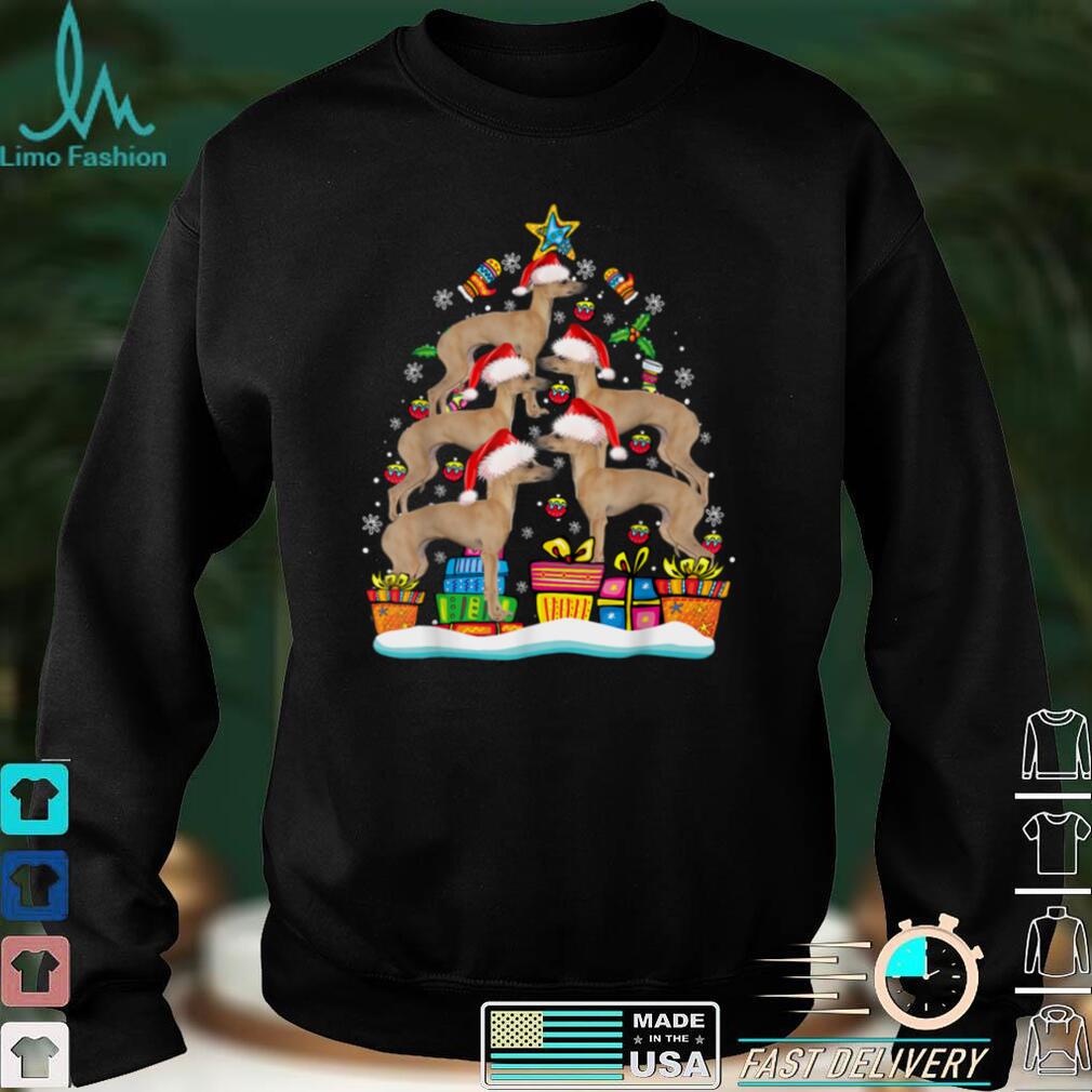 Greyhound Christmas Tree Santa Hat Decorations Xmas Gifts T Shirt