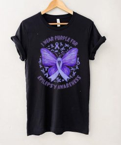 I Wear Purple For Epilepsy Awareness Purple Butterfly Ribbon T Shirt