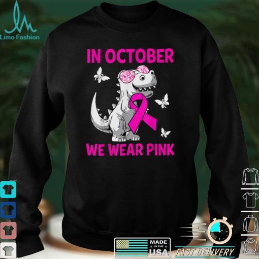 In October We Wear Pink Breast Cancer Awareness Kids Boys T Shirt 1