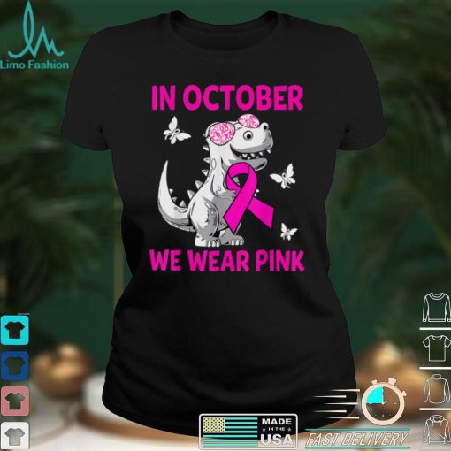 In October We Wear Pink Breast Cancer Awareness Kids Boys T Shirt 1