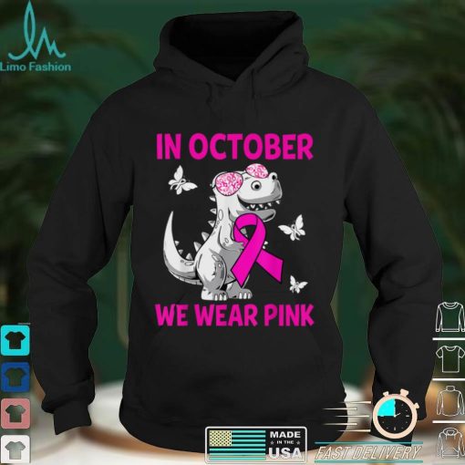 In October We Wear Pink Breast Cancer Awareness Kids Boys T Shirt 1