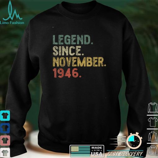 Legend November 1946 75th Birthday Retro Mens 75 Years Old T Shirt