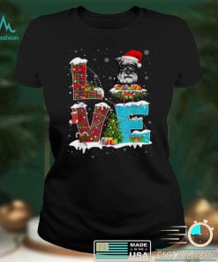 Love Schnauzer With Santa Hat For Christmas Costume T Shirt