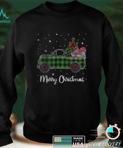 Merry Christmas Leopard Buffalo Truck Tree Green Plaid T Shirt