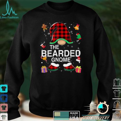 Official Bearded Gnome Buffalo Plaid Matching Family Christmas T Shirt