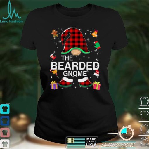 Official Bearded Gnome Buffalo Plaid Matching Family Christmas T Shirt