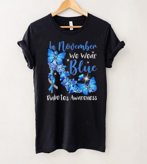 Official In November We Wear Blue Butterflies Diabetes Awareness Sweater Shirt