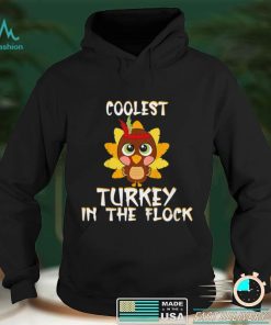 Official Kids Coolest Turkey In The Flock Toddler Boys Thanksgiving Kids T Shirt