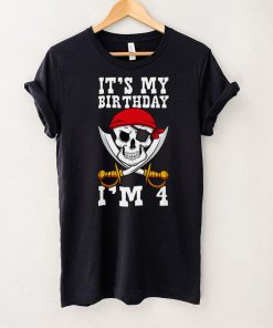 Official Kids Its My Birthday Im 4 Pirate Themed 4th Birthday Party Boy T Shirt Hoodie, Sweat