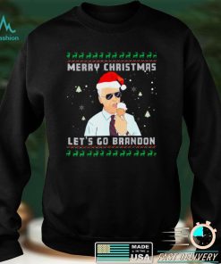 Official Santa Biden Eating Cream Merry Christmas Lets Go Brandon Ugly Christmas shirt