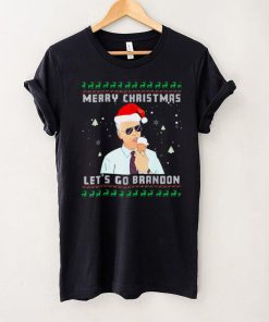 Official Santa Biden Eating Cream Merry Christmas Lets Go Brandon Ugly Christmas shirt