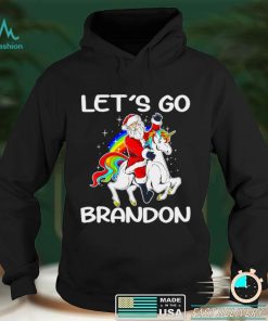 Official Santa Claus riding Unicorn lets go brandon anti Biden Christmas shirt