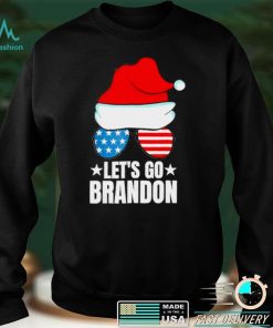 Official Santa Hat Glasses American Flag Lets Go Brandon Christmas shirt