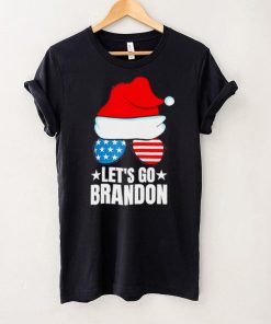 Official Santa Hat Glasses American Flag Lets Go Brandon Christmas shirt