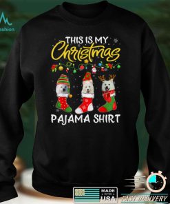 Official This Is My Christmas Pajama American Eskimo Dog Xmas Lights T Shirt
