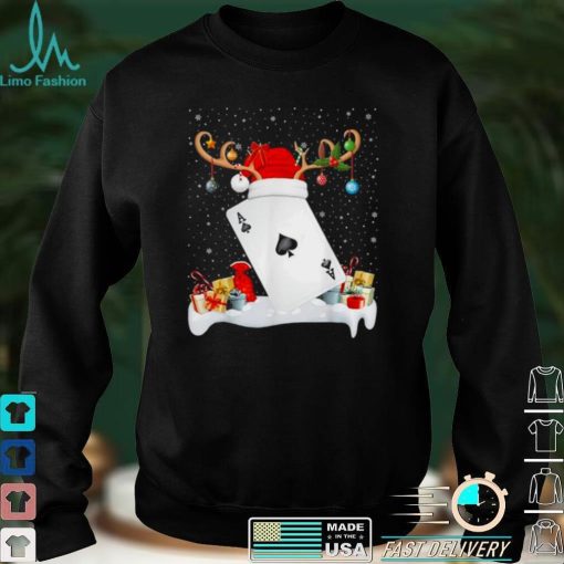 Official Xmas Lighting Reindeer Santa Hat Poker Christmas Shirt hoodie, Sweater