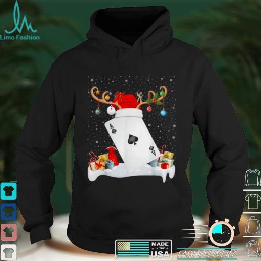 Official Xmas Lighting Reindeer Santa Hat Poker Christmas Shirt hoodie, Sweater