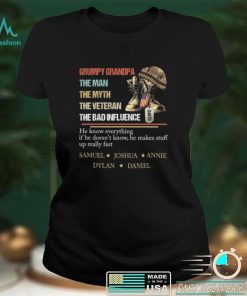 Personalized Grumpy Grandpa The Man The Myth The Veteran The Bad Influence T shirt