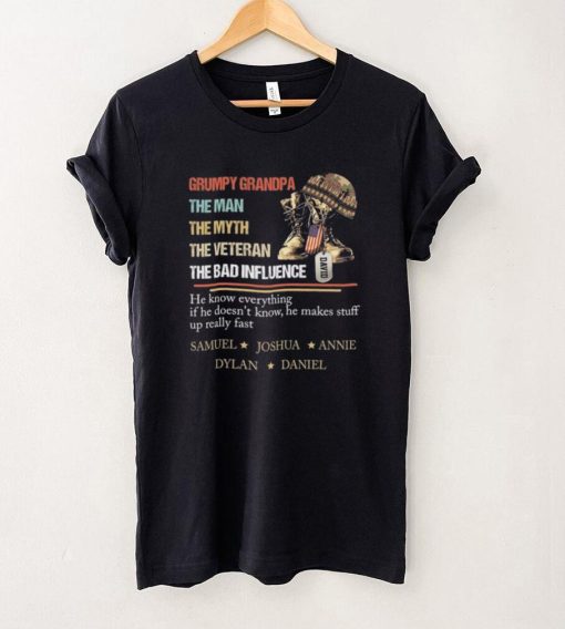 Personalized Grumpy Grandpa The Man The Myth The Veteran The Bad Influence T shirt