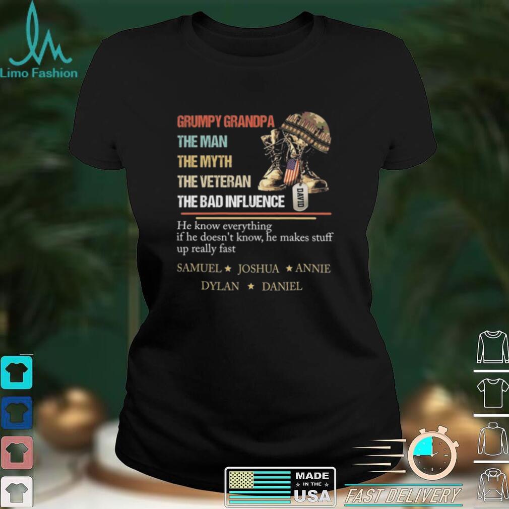 Personalized grumpy grandpa the man the myth the veteran the bad influence shirt Personalized grumpy grandpa the man the myth the veteran the bad influence shirt