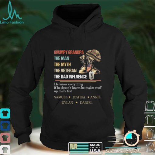 Personalized grumpy grandpa the man the myth the veteran the bad influence shirt