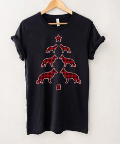 Red Plaid German Shepherd Dog Christmas Tree Pajamas Xmas T Shirt