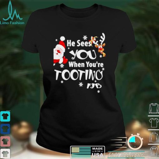 Santa Claus and Reindeer he sees you when youre tooting fjb shirt