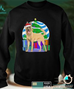 Womens Belgian Malinois Dog Santa Christmas Tree Decor Shirt