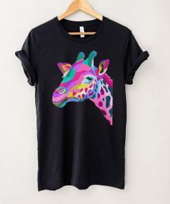 Womens Giraffe Colorful Painted Artistic Giraffe Shirt