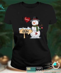Womens I Love Being A GRAN Snowman Family Christmas T Shirt