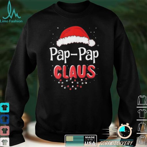 Womens Pap Pap Claus Christmas Santa Hat Family Matching Pajama T Shirt