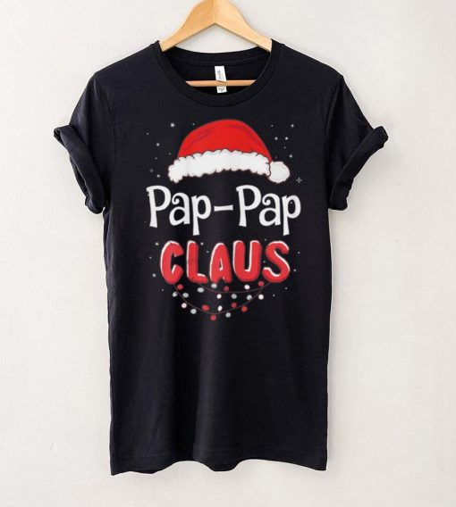 Womens Pap Pap Claus Christmas Santa Hat Family Matching Pajama T Shirt