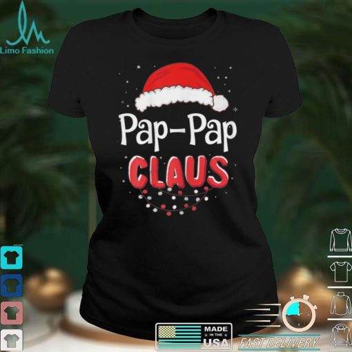 Womens Pap Pap Claus Christmas Santa Hat Family Matching Pajama T Shirt