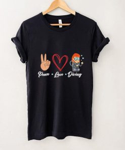 Womens Scuba Diver Down Girl Heart Peace Love Diving Shirt